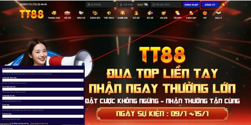 Hướng dẫn các bước đăng ký thành viên TT88 dễ dàng
